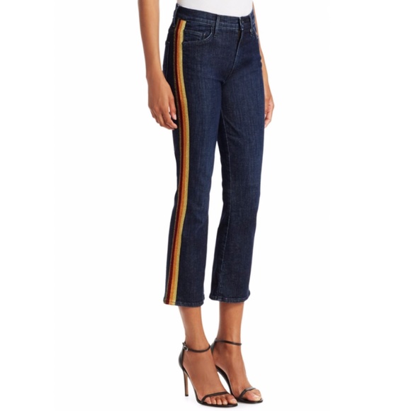 MOTHER THE INSIDER CROP DARK BLUE SWEPT AWAY GLITTER RACER...
